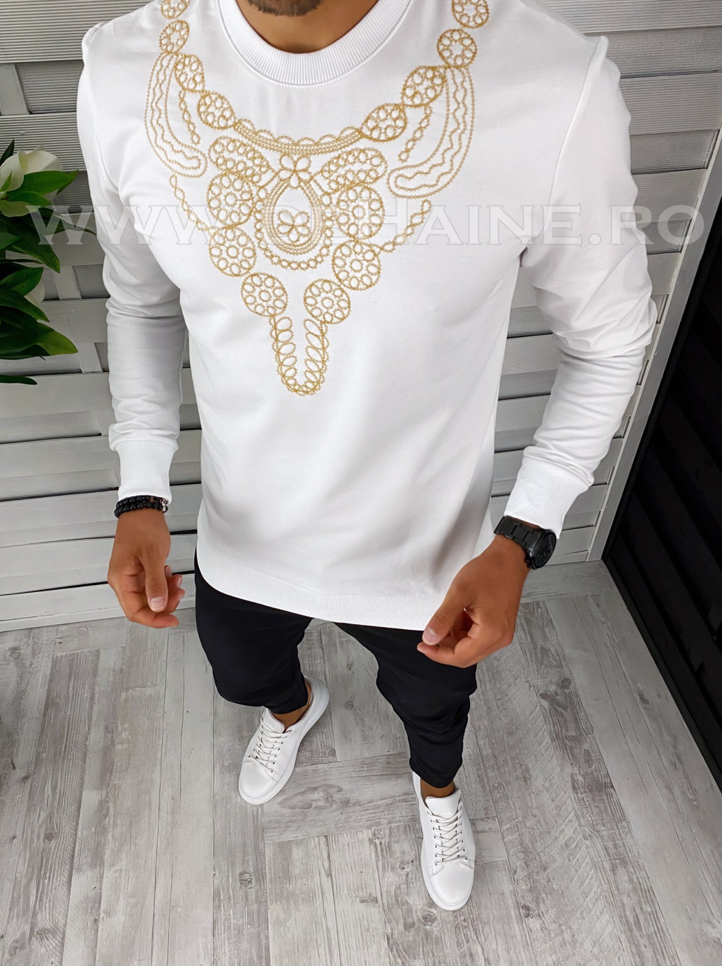 Bluza barbati alba slim fit 2557 i7-4*